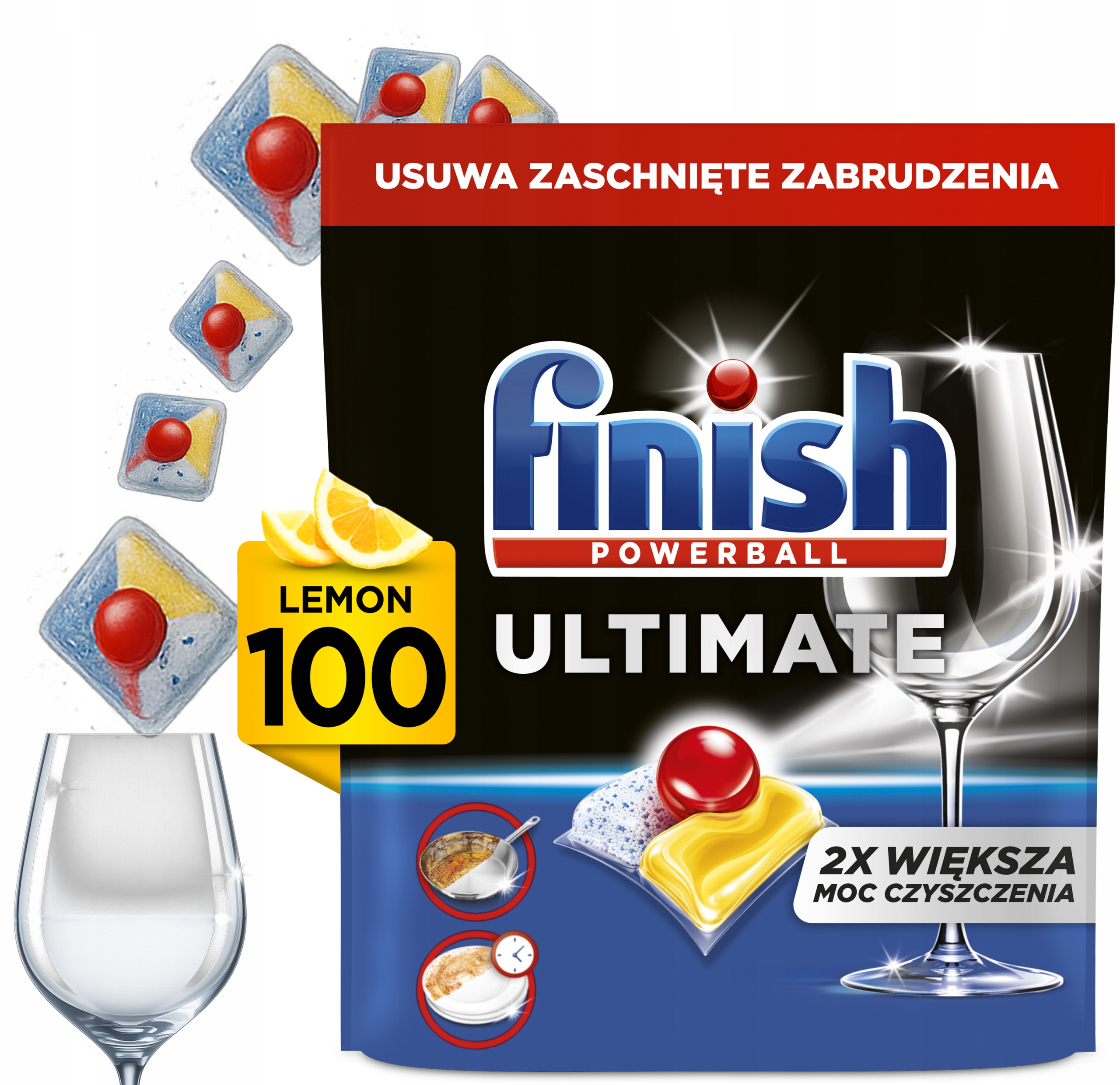 Levně Kapsle Finish Ultimate Mytí Nádobí Účinnější All In 1 Lemon 100 ks