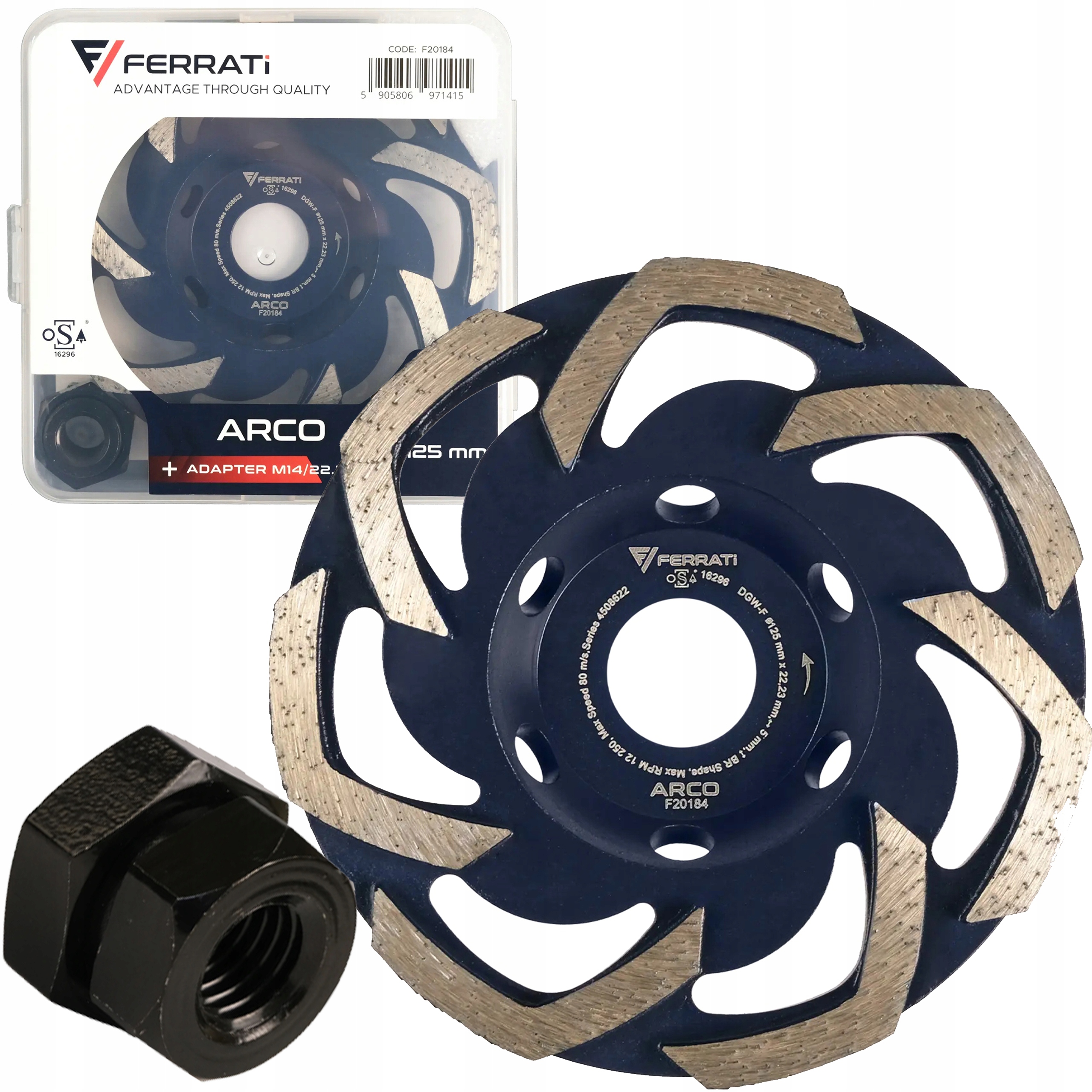 Diamantový kotouč Arco 125 mm pro broušení betonu potěru