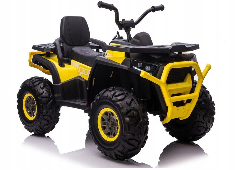Quad na akumulator Led MP3 z tworzywa sportowy duży dla dzieci żółty 3+