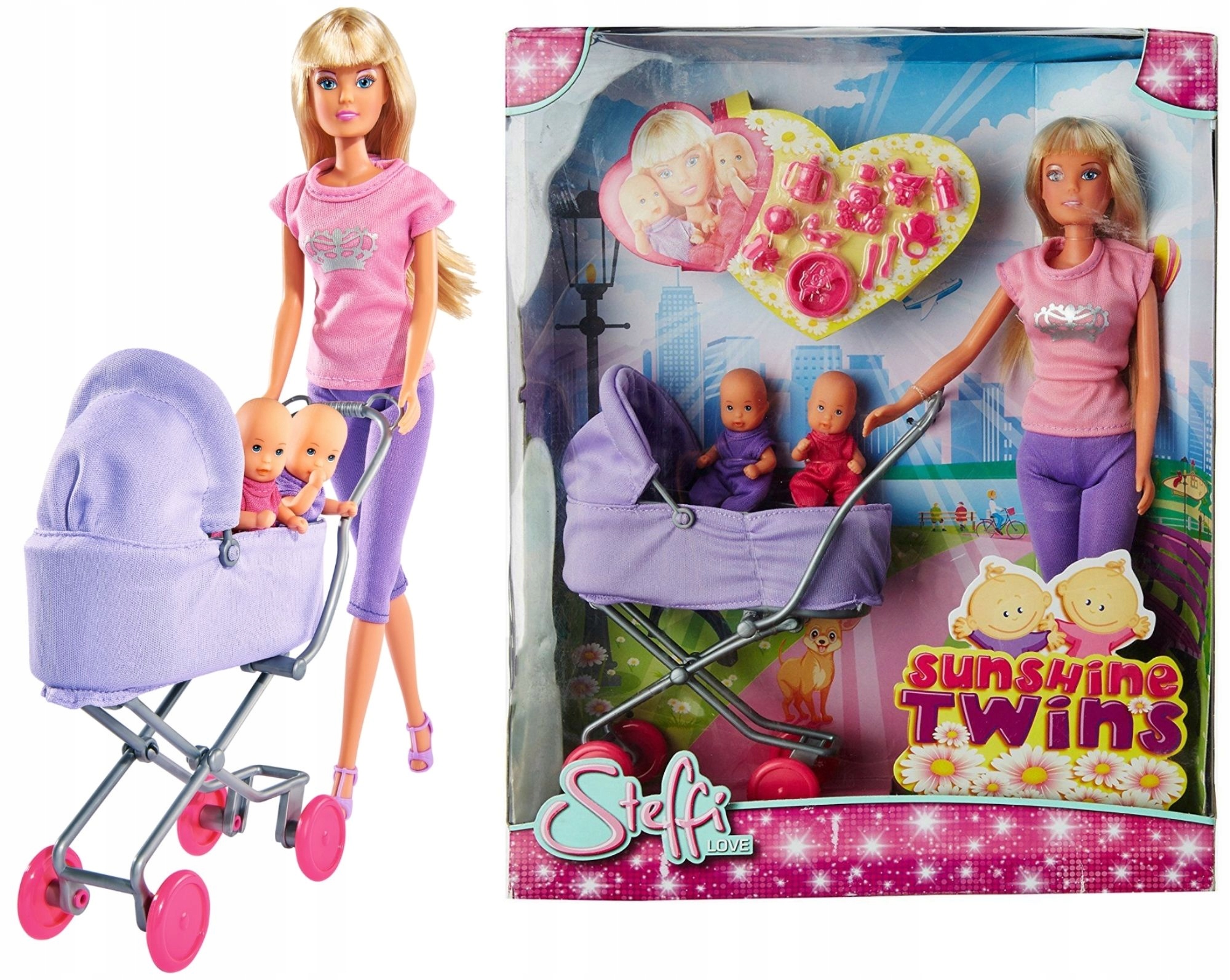 

Lalka Steffi Z Głębokim Wózkiem +2 Bliźniaki Bobas