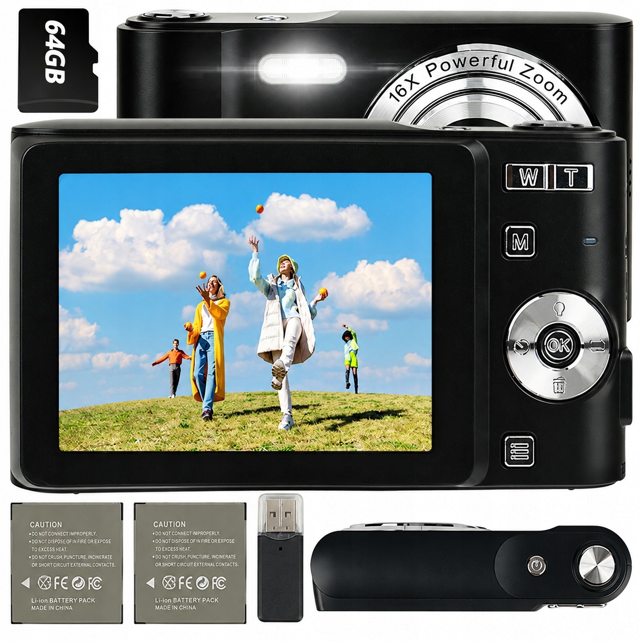 Digitální Fotoaparát Hd Přenosný Fotoaparát 1080P 50 Mp Stabilizace S 16X Zoomem