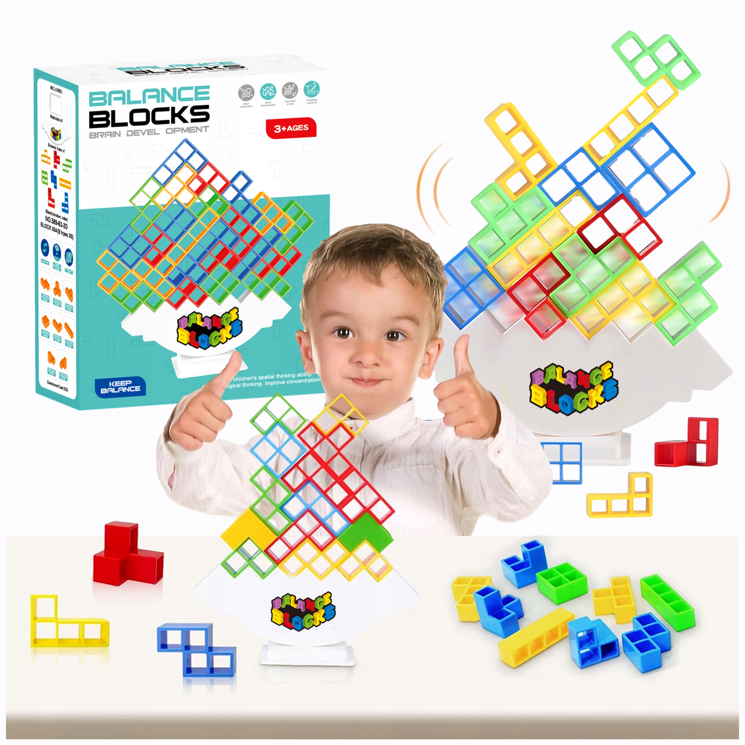 TETRIS UKŁADANKA GRA LOGICZNA ZRĘCZNOŚĆIOWA KLOCKI BALANSUJĄCA WIEŻA 48 el Certyfikaty, opinie, atesty CE EN 71