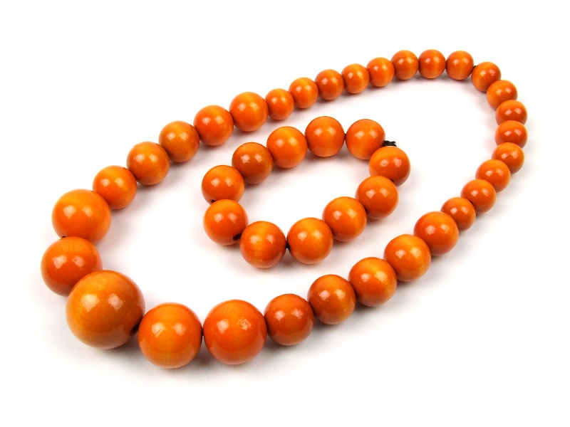 

Korale góralskie drewniane pomarańczowe Komplet