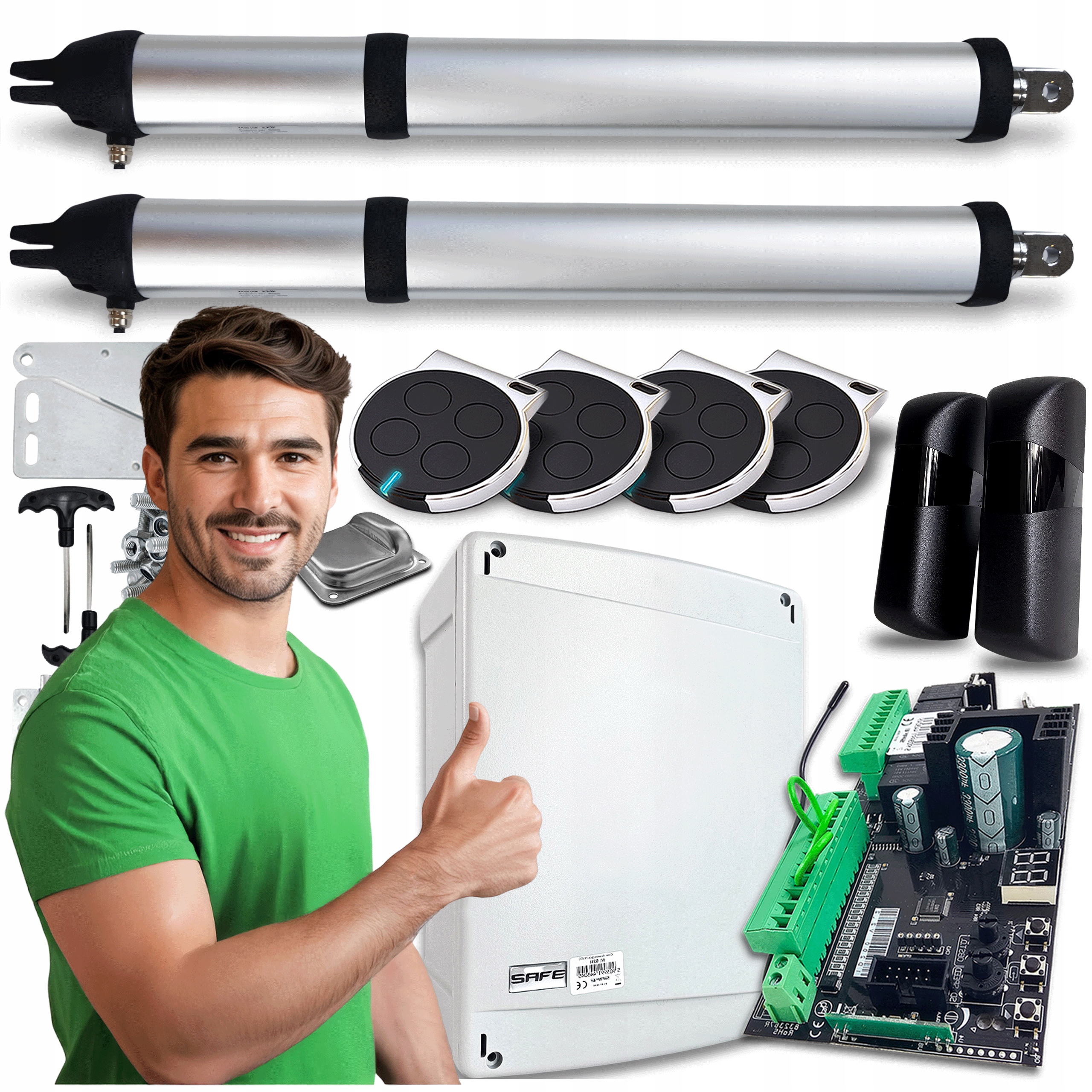 Set pohon pro křídlovou bránu 8 m 4 ovladače pohon 200 kg Automat Slim