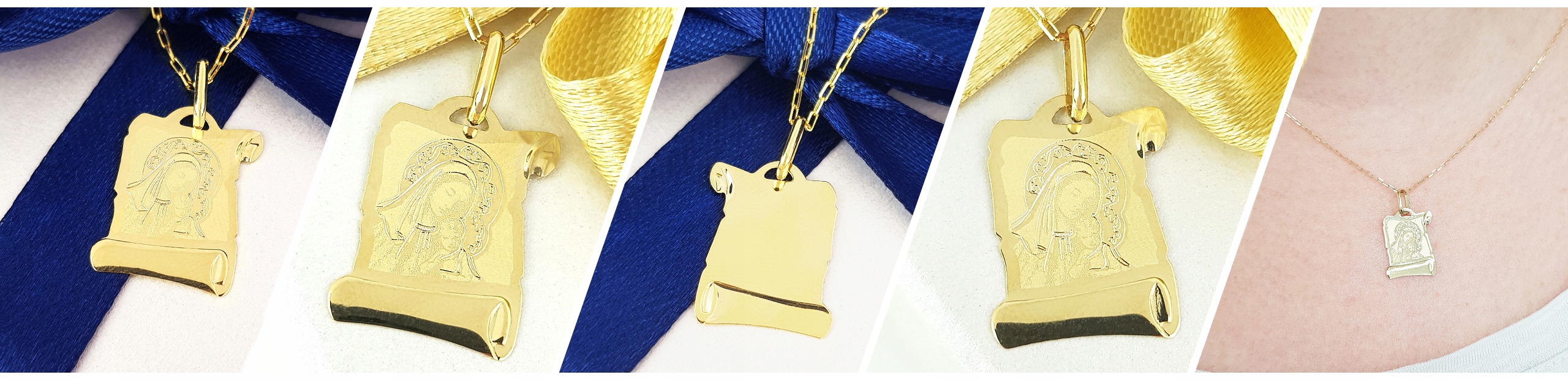 ZŁOTA ZAWIESZKA MEDALIK PAPIRUS pr. 585 PREZENT Kolekcja 24 Karaty