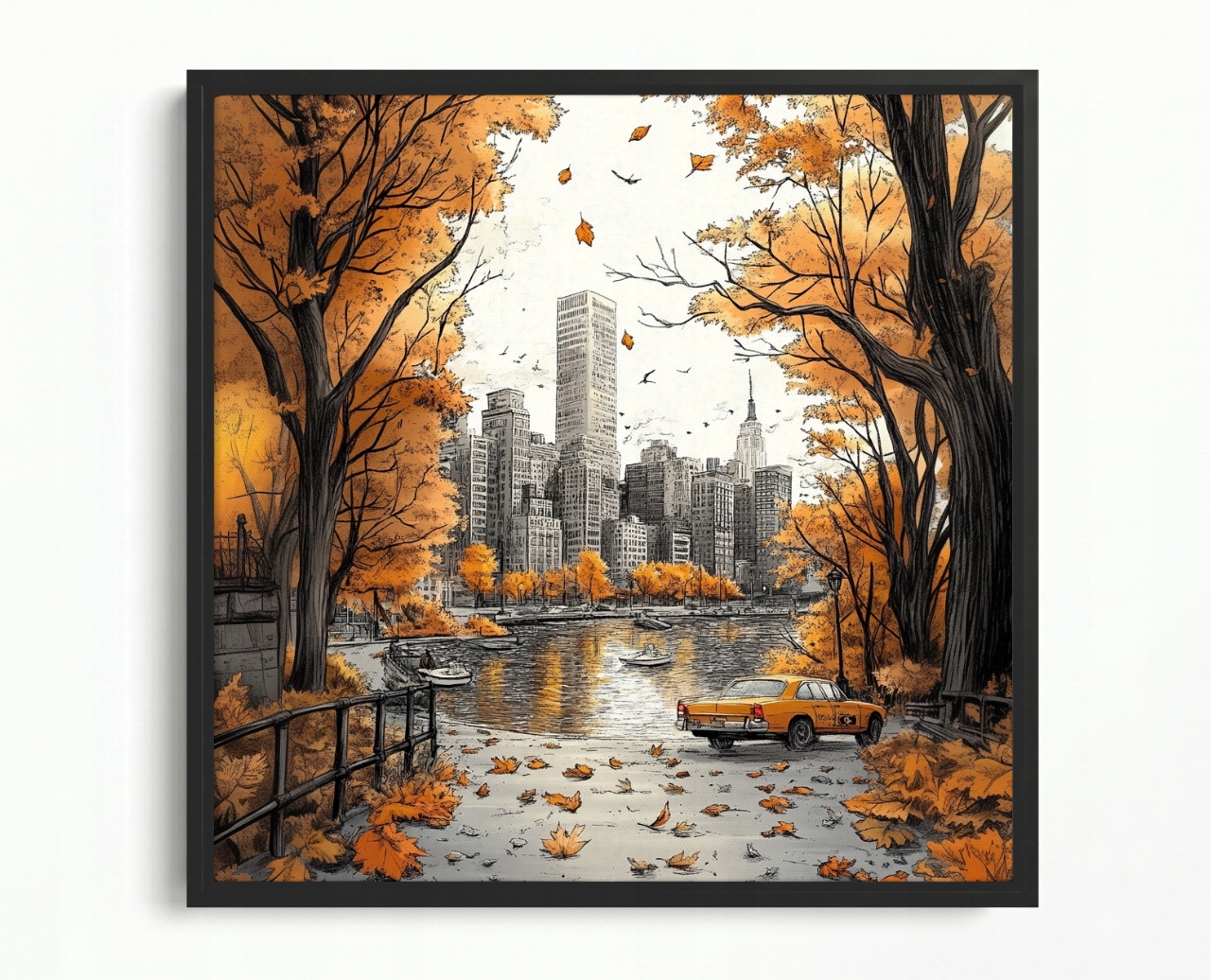 Obraz Rama American Box New York Manhattan Central Park Taxi Podzim 50x50