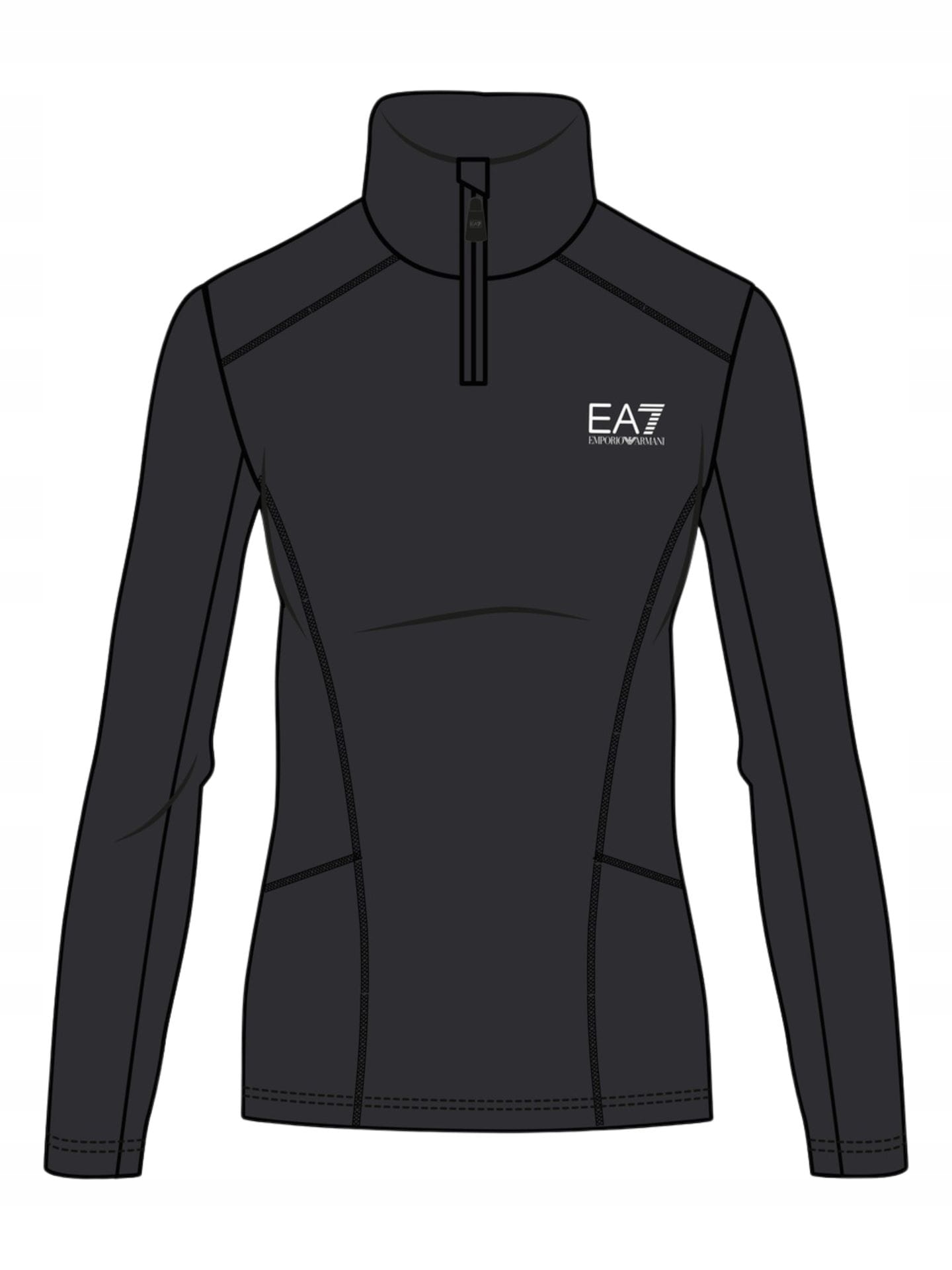 Mikina EA7 Emporio Armani Kitzbühel Powerstretch se zipem u krku, černá – L