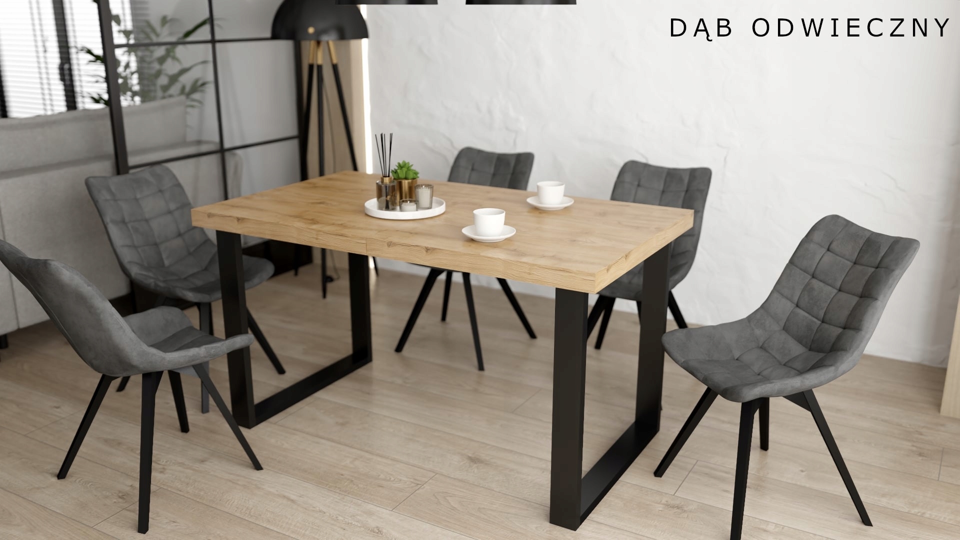 Stół loft METALOWE NOGI 130x80x230 rozkładany nowoczesny Kolor mebla dąb lancelot