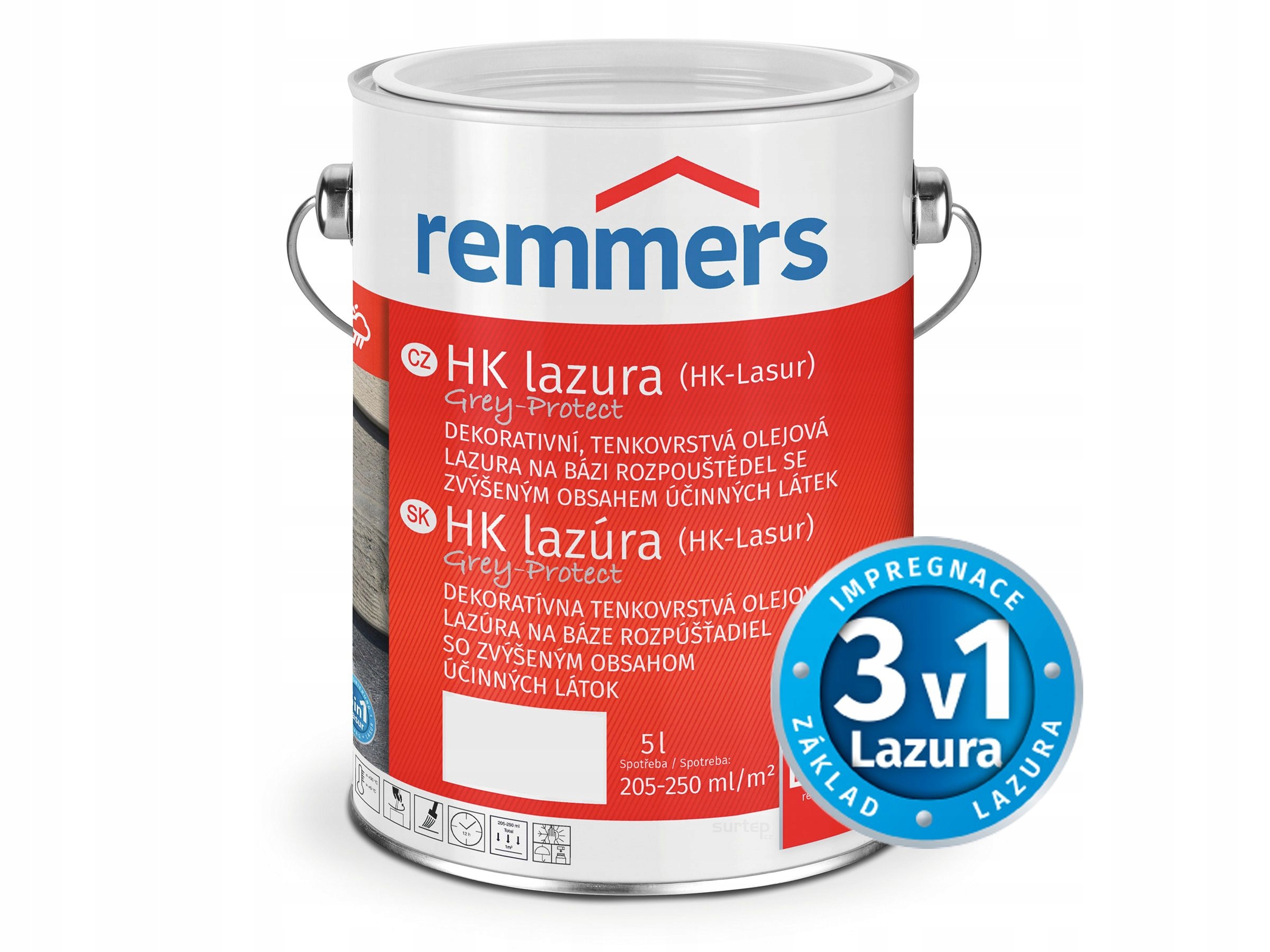 Remmers Hk Lazura Grey Protect 5l Sandgrau Pieskovo šedá