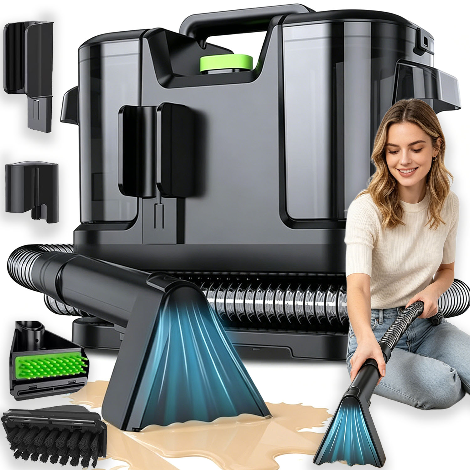 Vysavač Na Praní Čalounění Koberců 450 W 2 Nádrže 12 Kpa