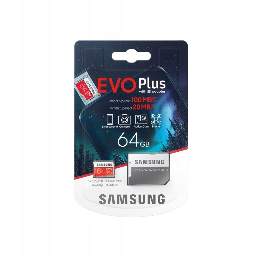 Samsung EVO Plus microSDXC Memory Card 64GB + adapter SD Pojemność karty 64 GB