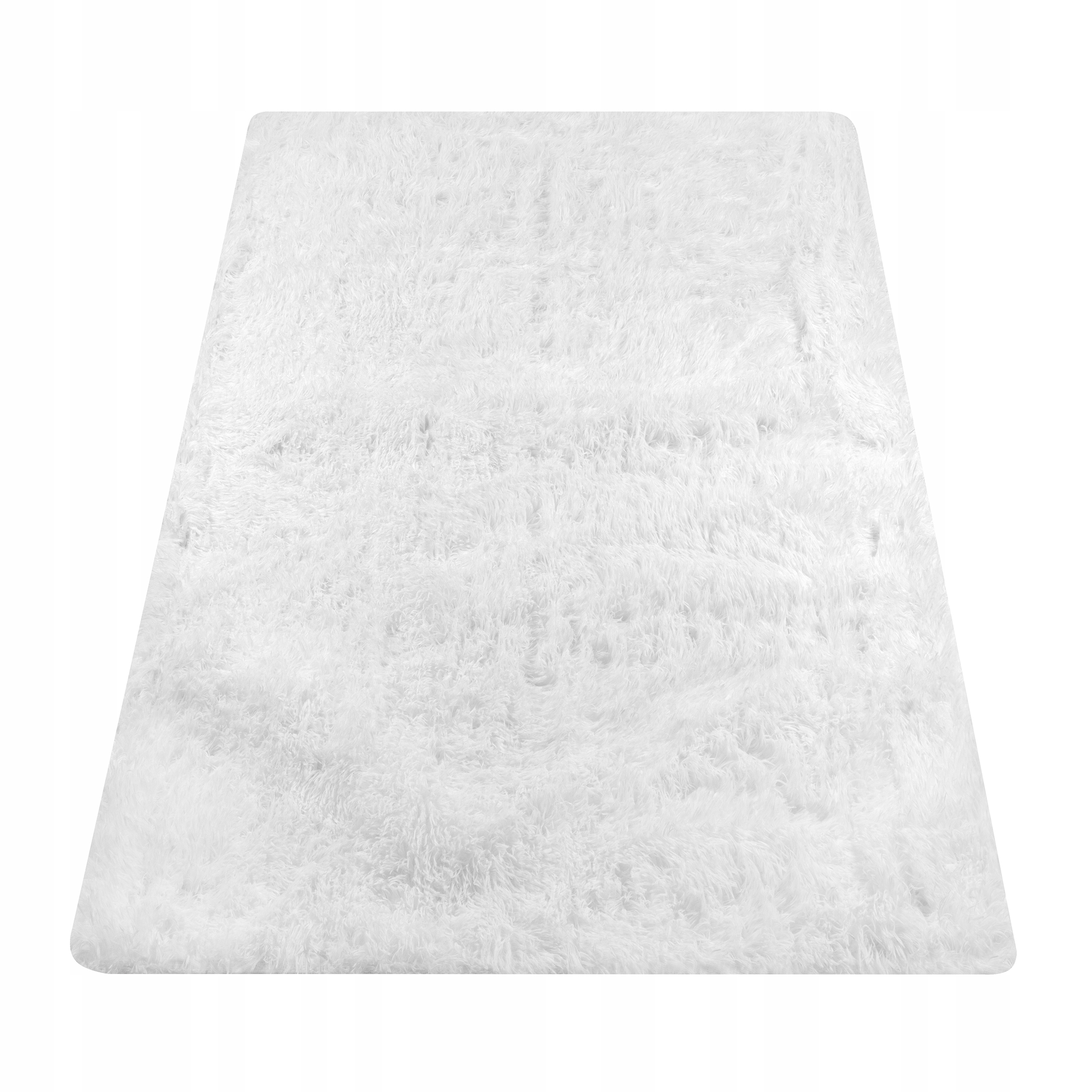 Koberec Shaggy Mäkký Do Obývačky 200X300 CM Plyšový Biely Obšitý
