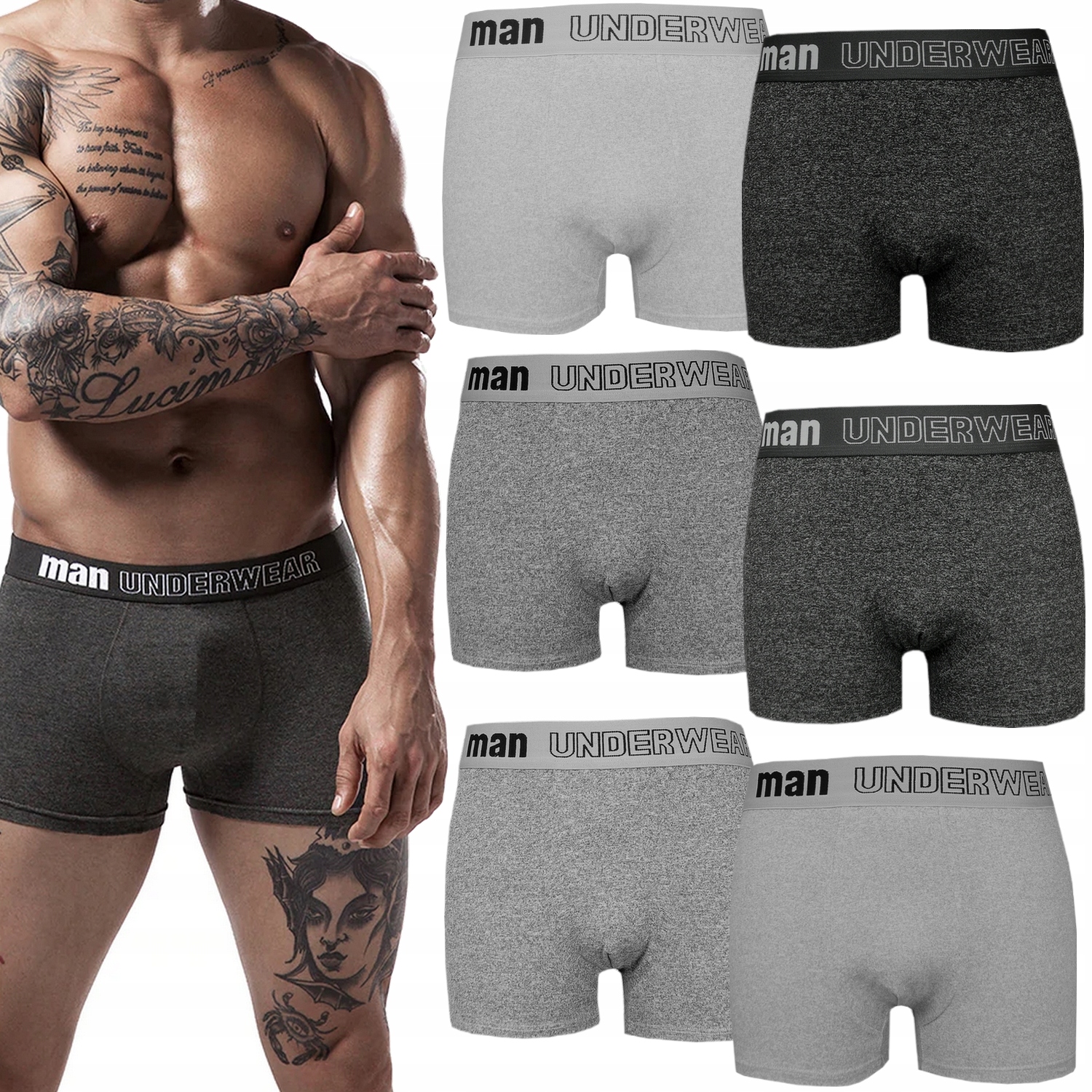 

6 Pak Bokserki Męskie Bawełniane Bambusowe #XXL Mn