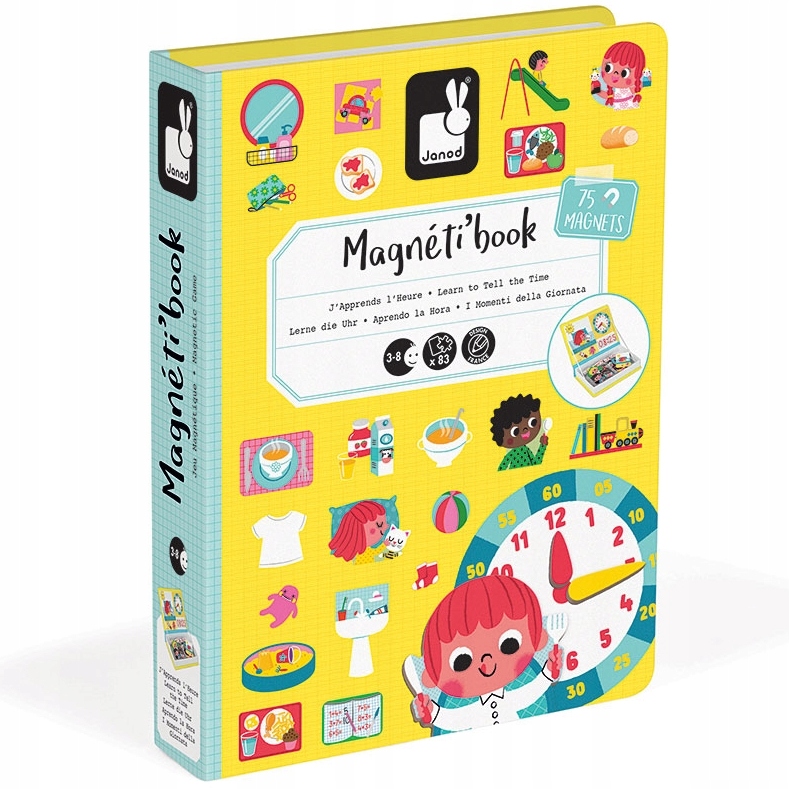 JANOD MAGNETIBOOK Uczę się zegarka układanka Zegar Wiek dziecka 3 lata +
