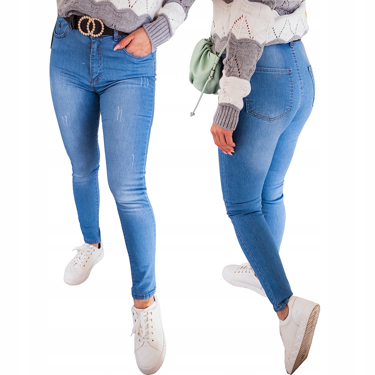 

Spodnie Jeansowe Przetarcia Wysoki Stan S/36 L331