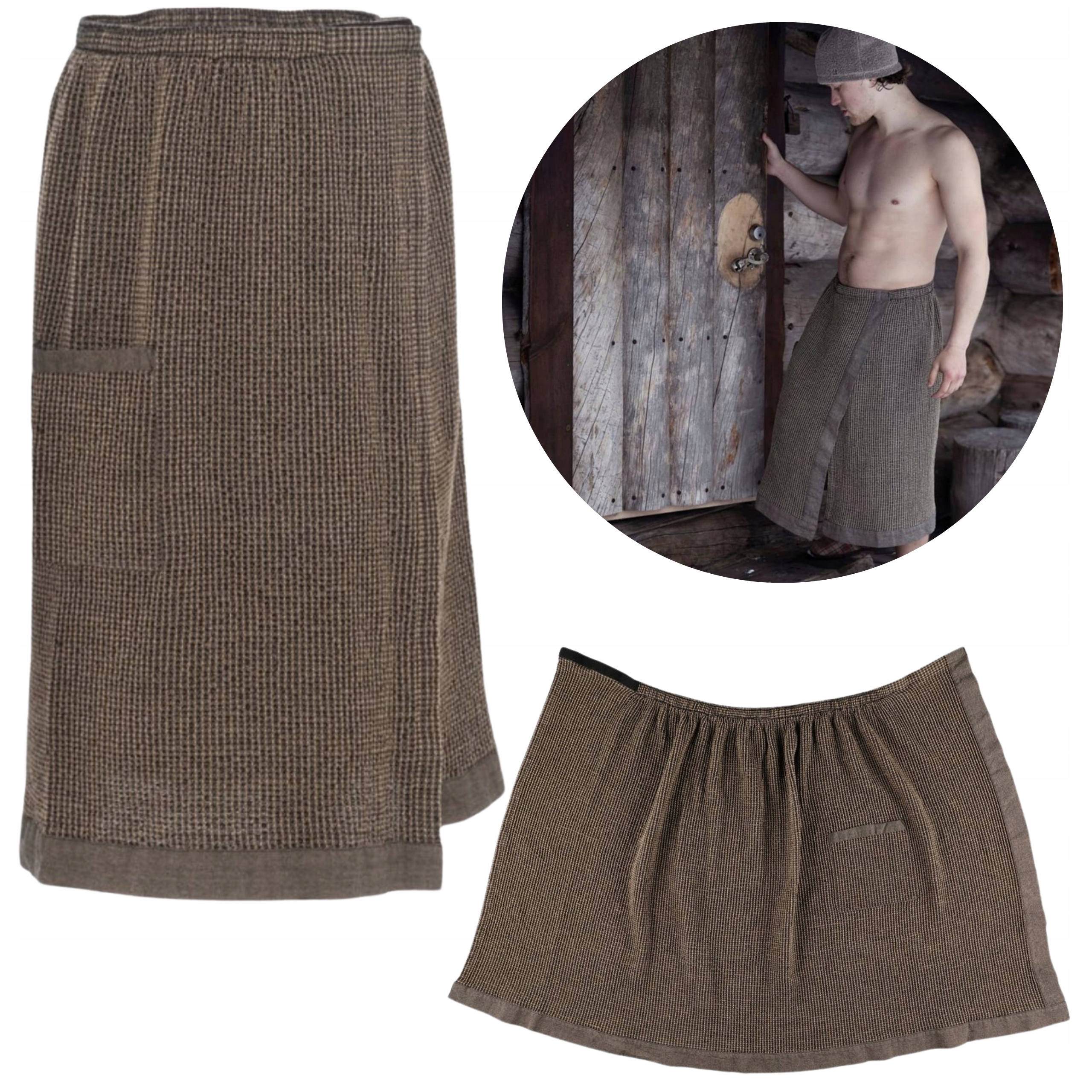 Kilt do sauny, ručník Rento Kenno Spa k bazénu, Bavlna, hnědé pareo 70x145cm