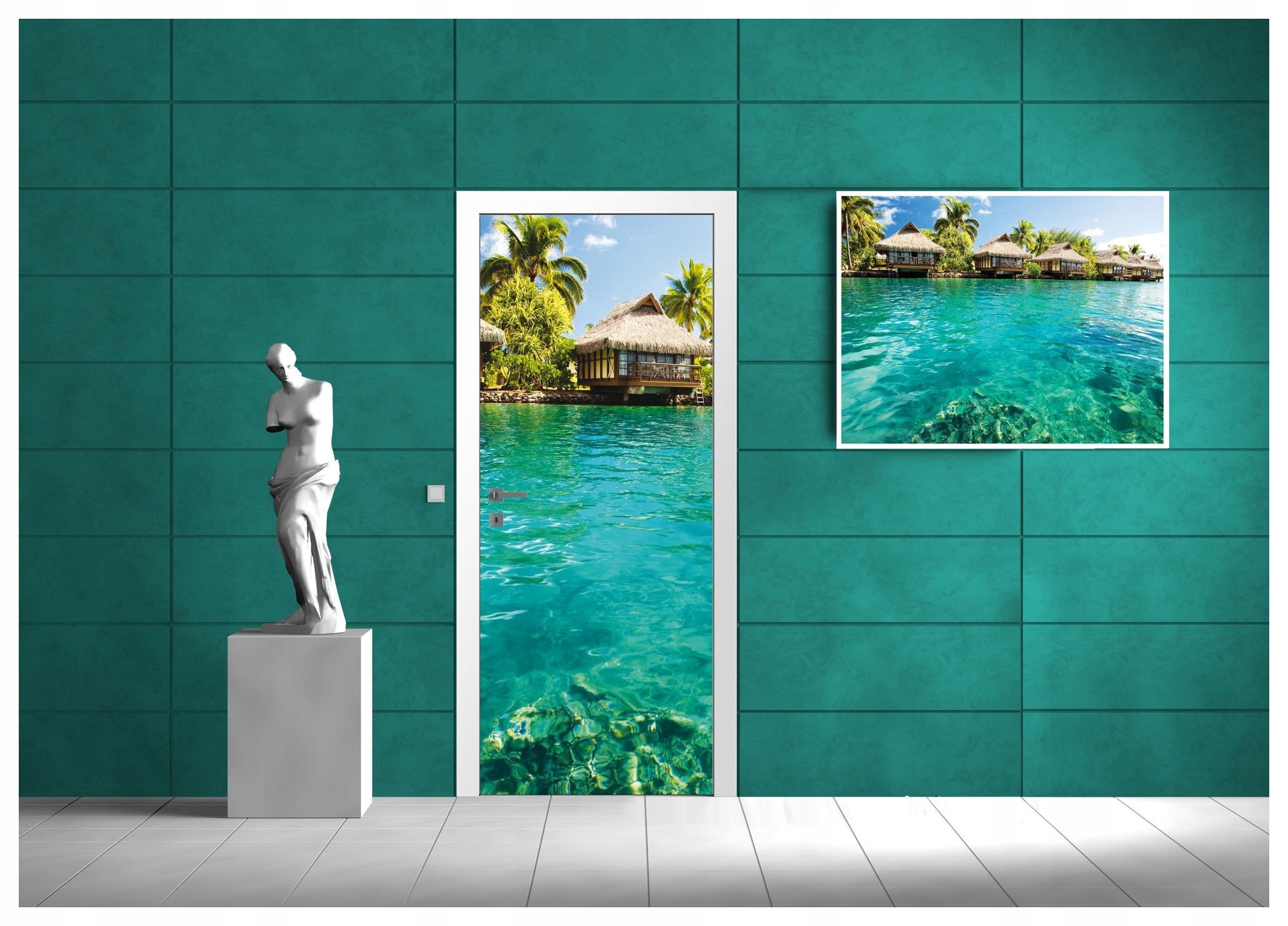 Samolepicí Samolepicí Fototapeta Bungalov na vodě Rajské prázdniny 91x211