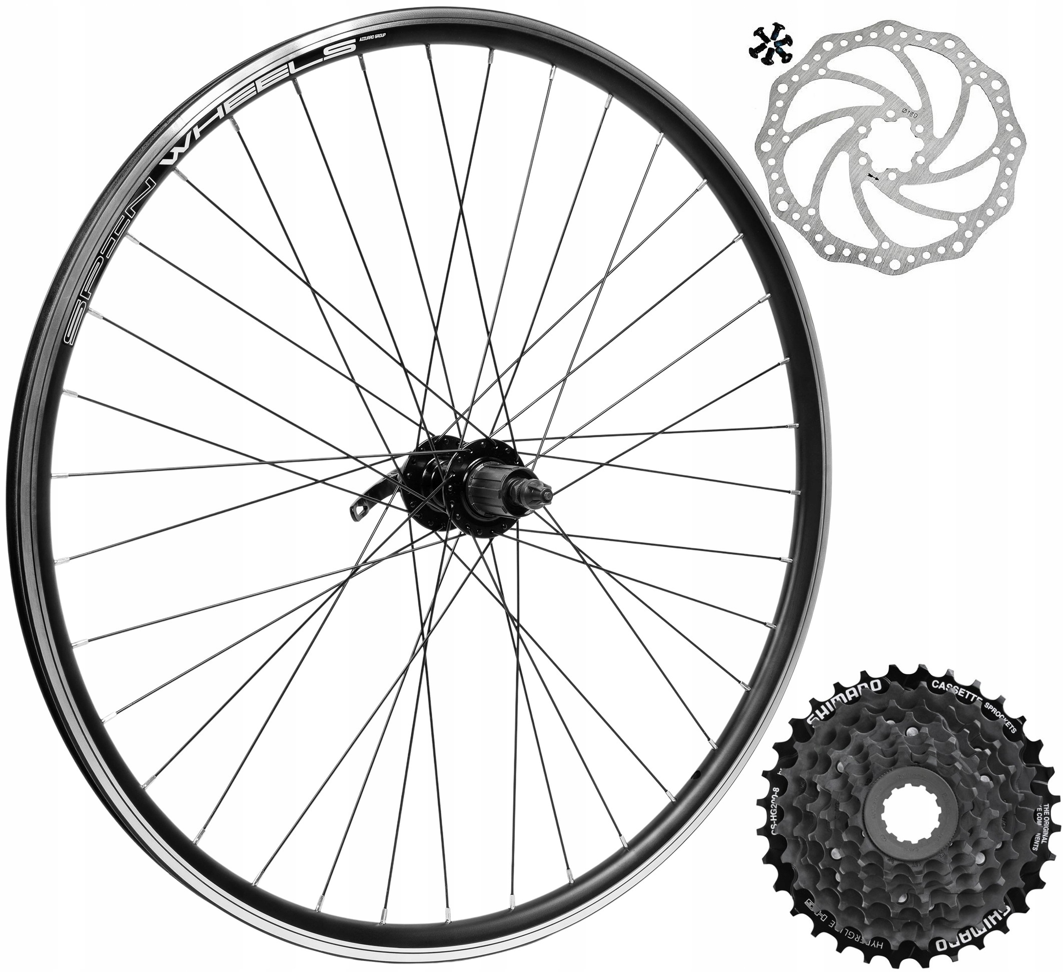 Koło Rowerowe Tylne 28 Cali Tarczowy i V-brake Kaseta 8 Rzędowa Tarcza