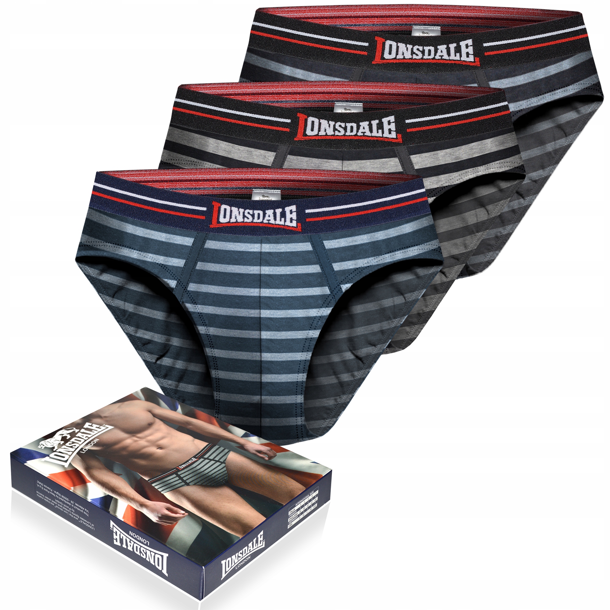 

3PAK slipy męskie Lonsdale majtki slipki 3 sztuki