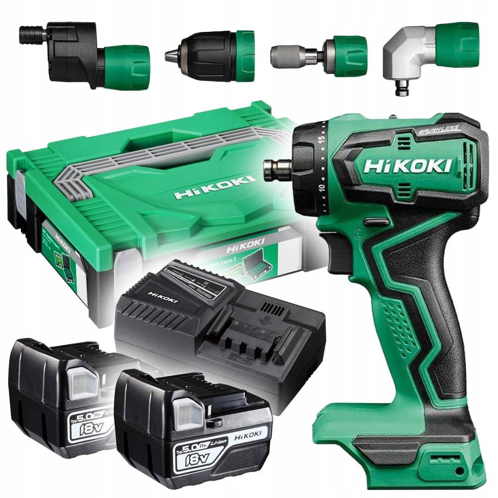 Hikoki DS18DDQWSZ Wiertarko-wkrętarka 18V 55Nm wymienne uchwyty 5,0Ah
