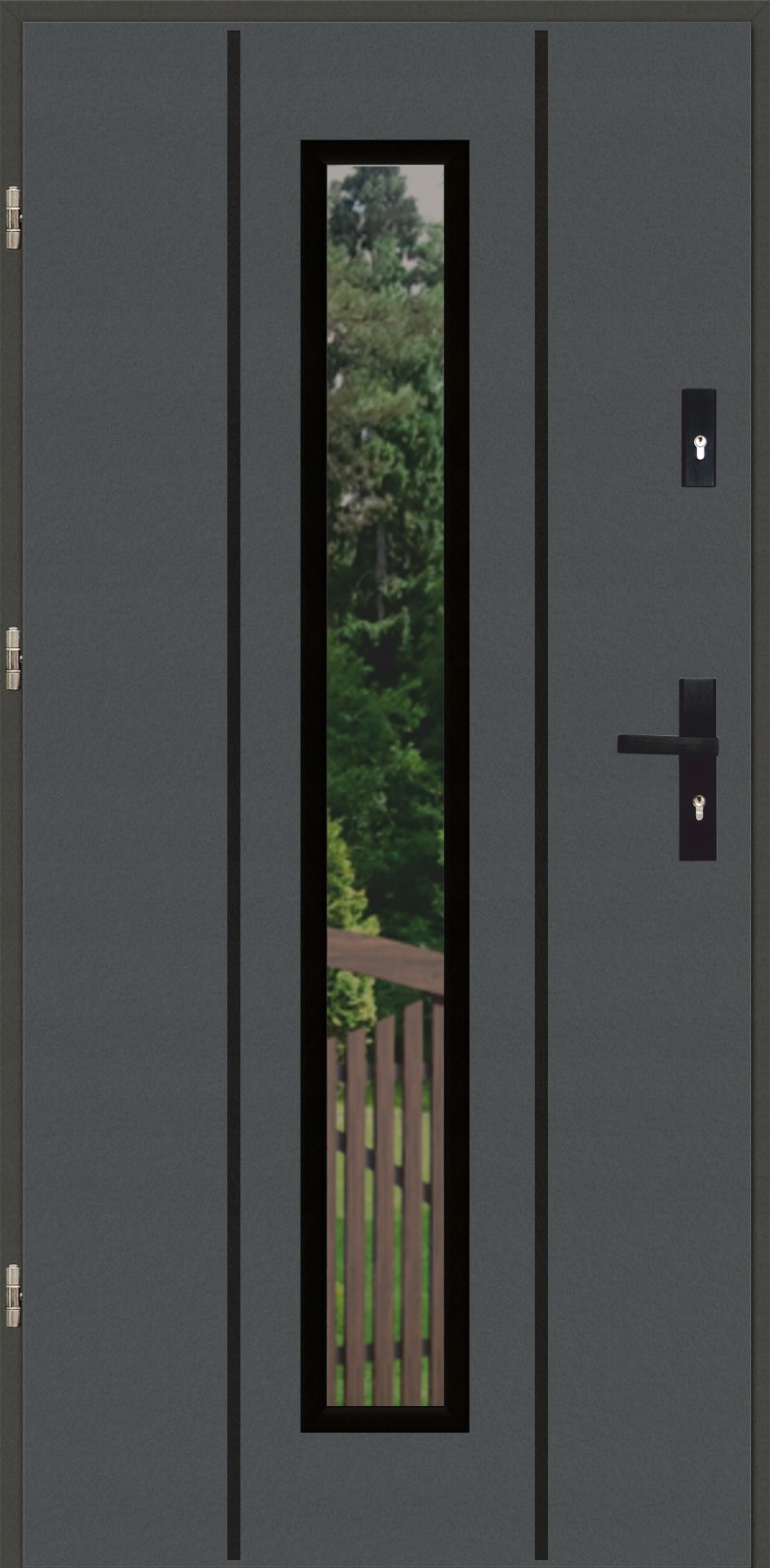 Drzwi Ud1,2 Lux Plus 72mm Płaskie 29 Ap S Black Antracyt Ciemny 80L na zew