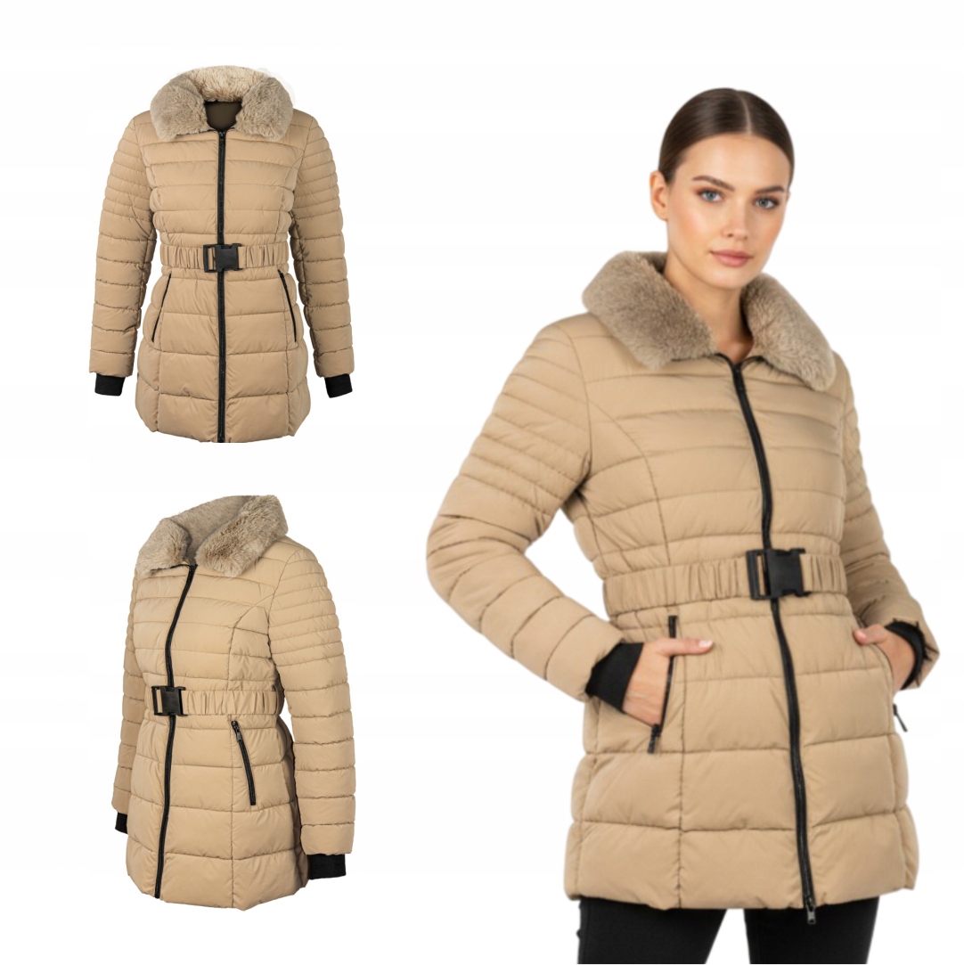 Zimní bunda s kožešinou Chalet béžová, velikost XL