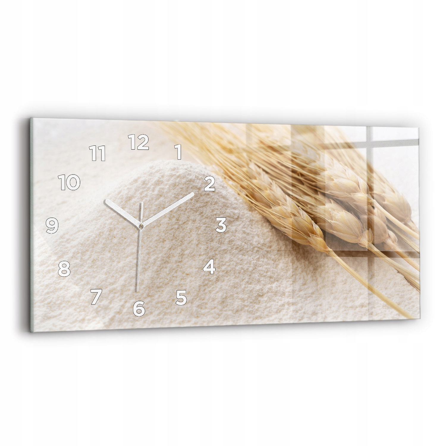 Moderní skleněný foto nástěnný hodinový stroj s tichým chodem 60x30 cm Mouka
