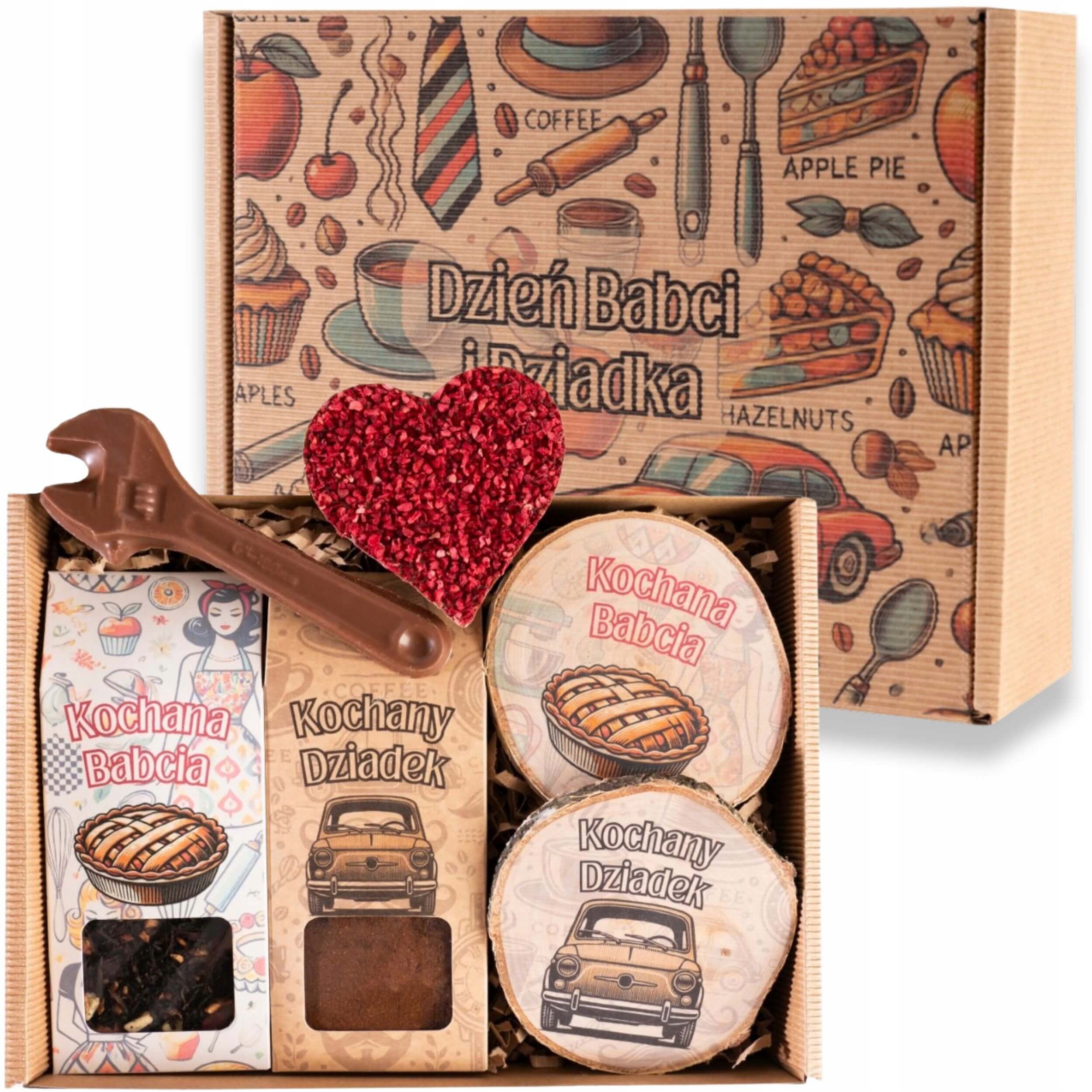 Levně Krabička na Den babičky a dědečka káva čaj sladkosti podložky