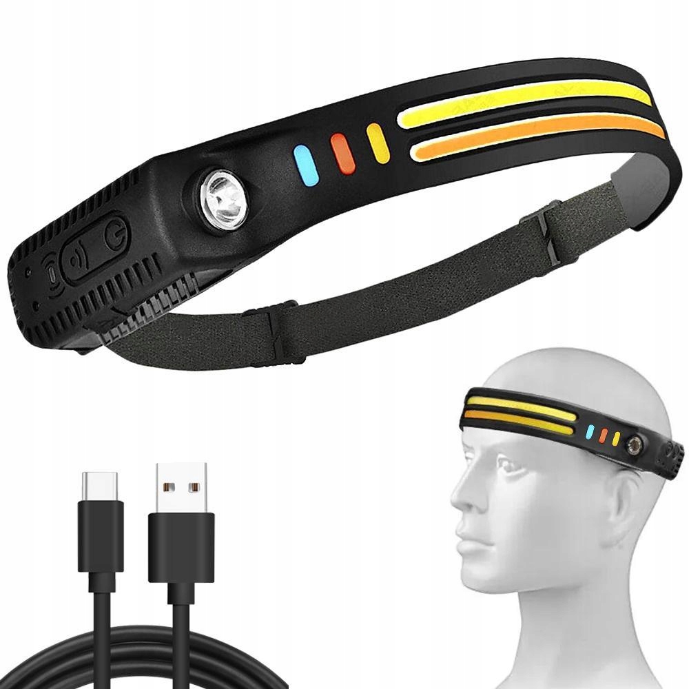 2w1 bateria uniwersalna. Led 2x Cob lampa czołowa Usb Xpe czujnik włącznik na
