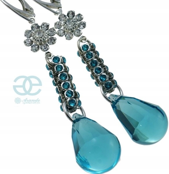 Nové Tyrkysové krystaly Náušnice Crystallized