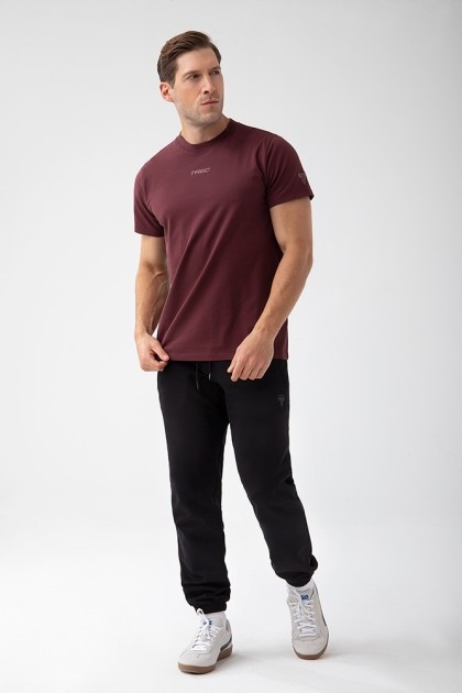 Bordowy T-shirt męski Tw Basic Tshirt 182 M Burgundy rozmiar S
