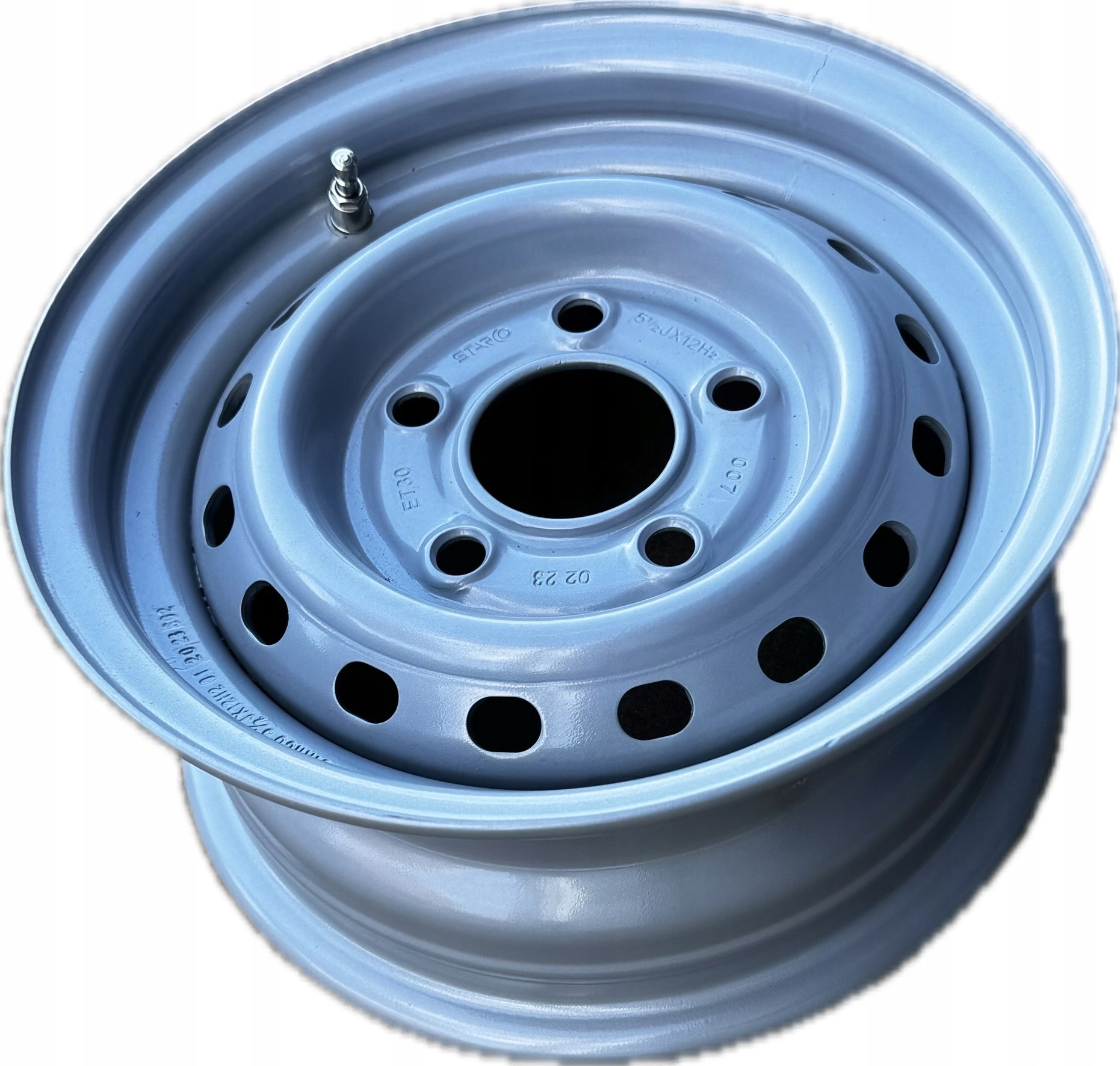 Ocelový ráfek 12" 5x112 66,5 mm ET30 5,5J R12 stříbrný pro karavan