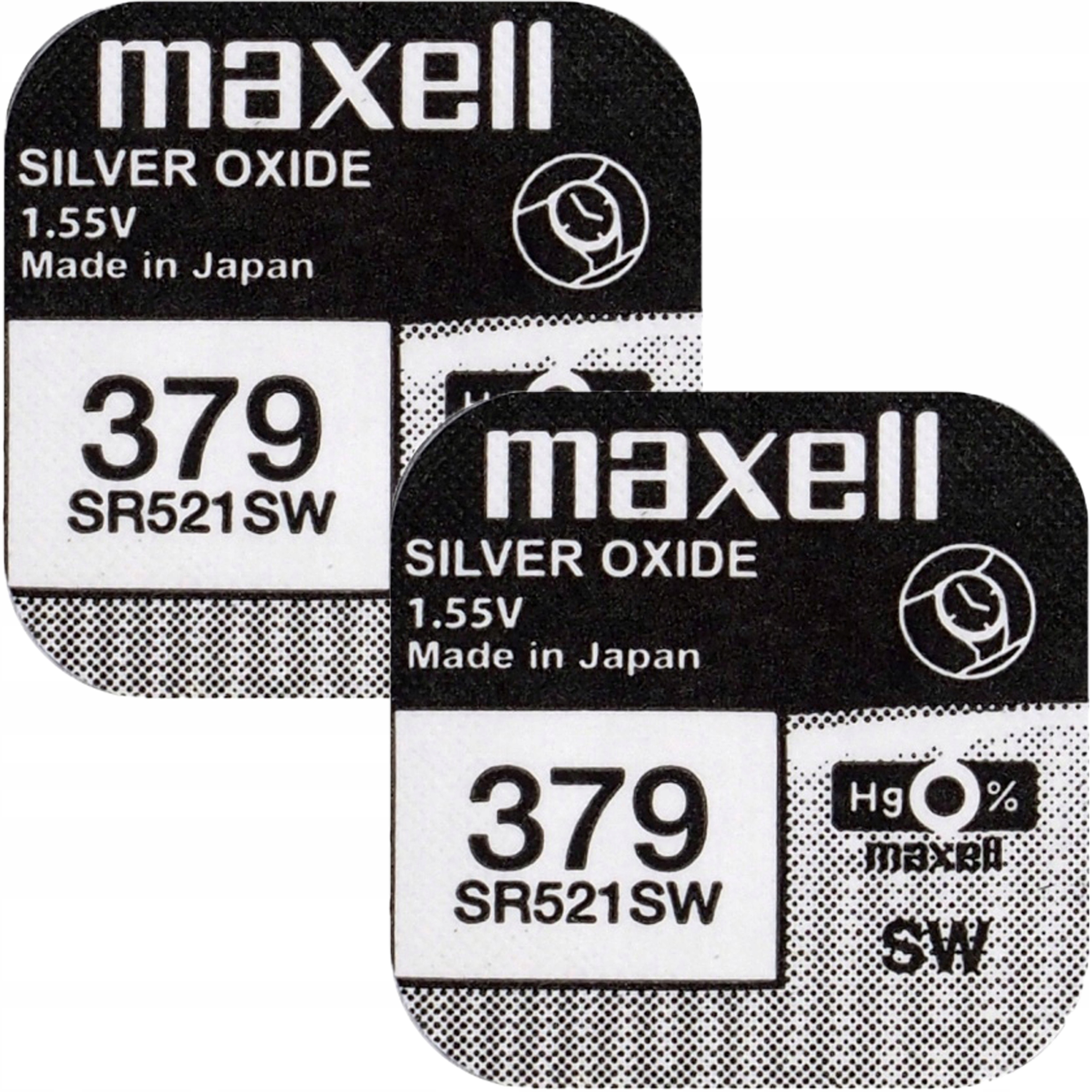 2x stříbrná baterie Maxell 379 SR521SW SR63 Baterie pro hodinky