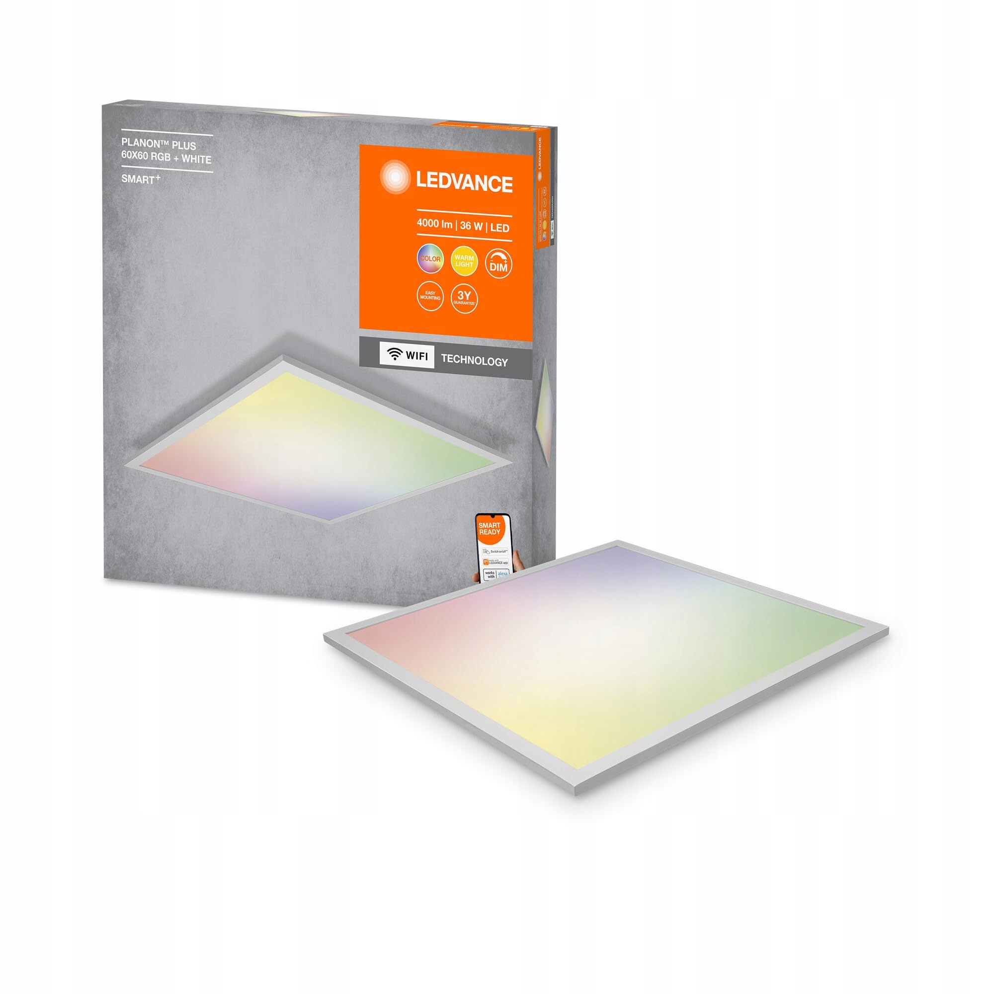 Stropné Svietidlo Led Cct+rgb Smart+ WiFi 60x60 cm Ledvance