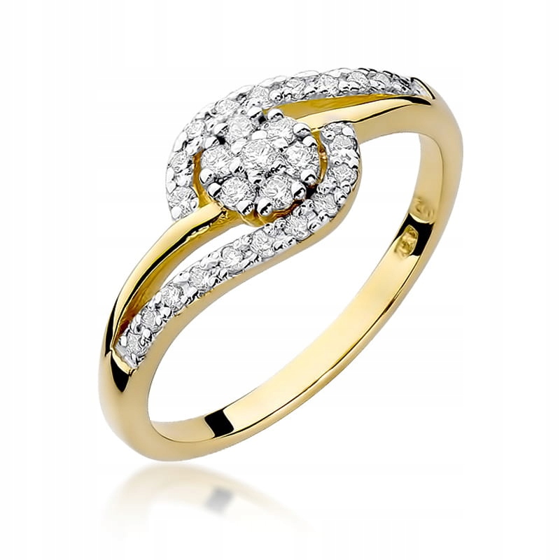 Zlatý prstýnek 585 s diamanty 0.17 ct, zásnubní lesklé šperky