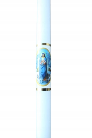 ŚWIECA GROMNICA Matka Boża Gromniczna BIAŁA 44 CM