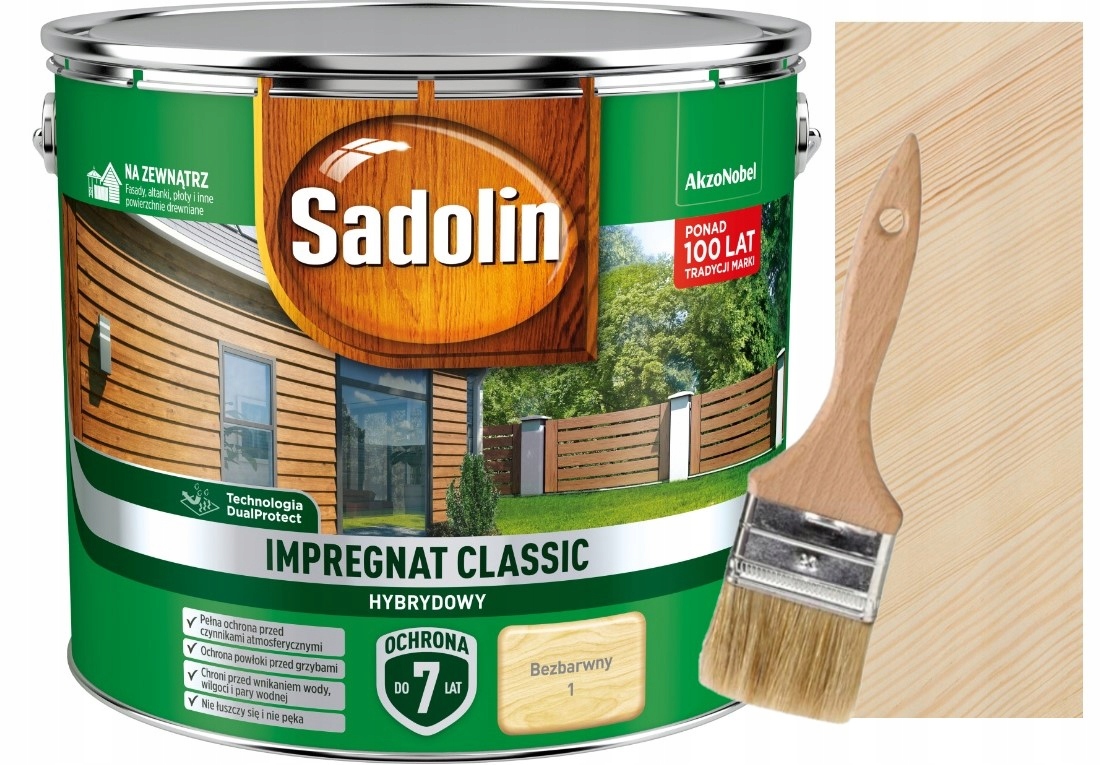 

Sadolin Classic Impregnat 9L Bezbarwny Pędzel