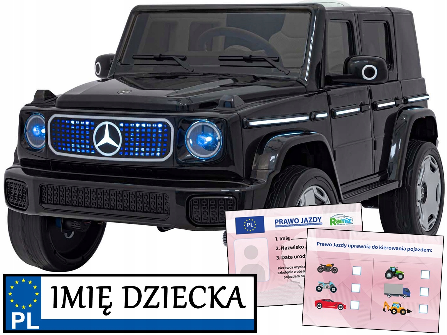 auto na akumulator Mercedes Benz Eqg jeździk na pilota dla dzieci audio