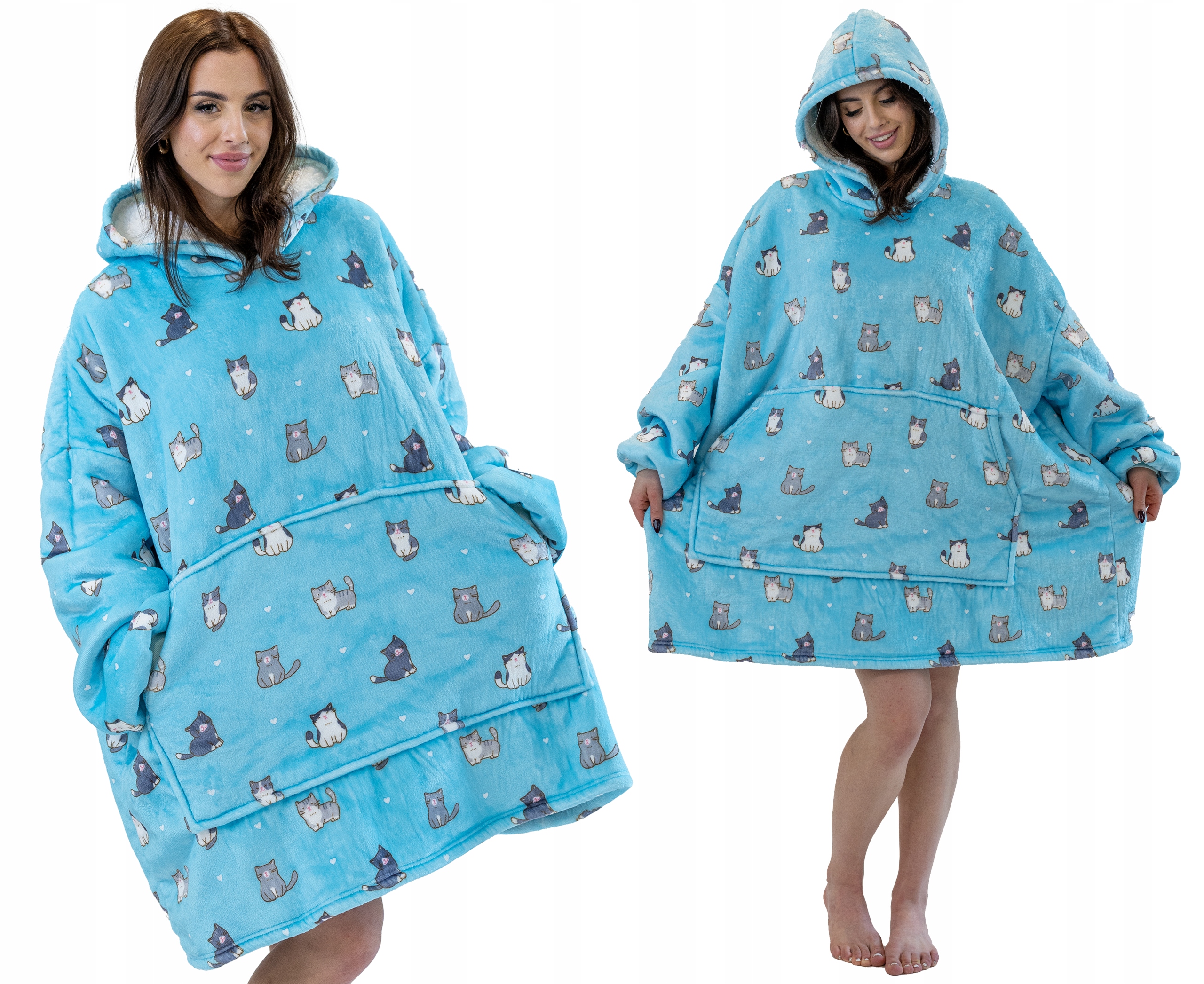 Koc Bluza Gruba Kocobluza Oversize Futrzak XXL Koty Kotki 460 Gsm Aż 1,3 kg