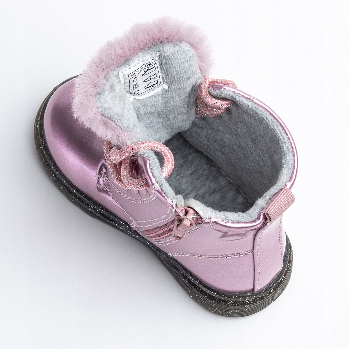 Trzewiki dziewczęce OCIEPLANE połysk lekkie miękkie SUWAK urocze Wojtyłko Materiał skóra ekologiczna