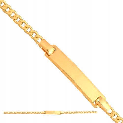 Dětský Náramek Zlatý 585 s lesklou destičkou, ideální dárek r15