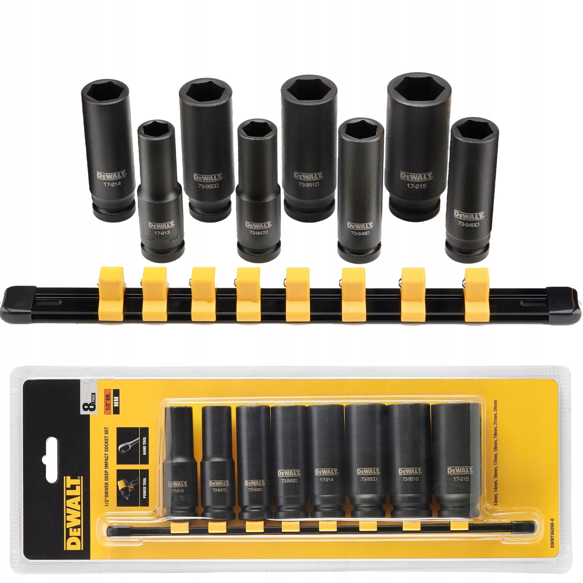 Sada hlbokých úderových nástavcov 1/2" 13-24 mm 8ks DWMT86090-0 DeWALT