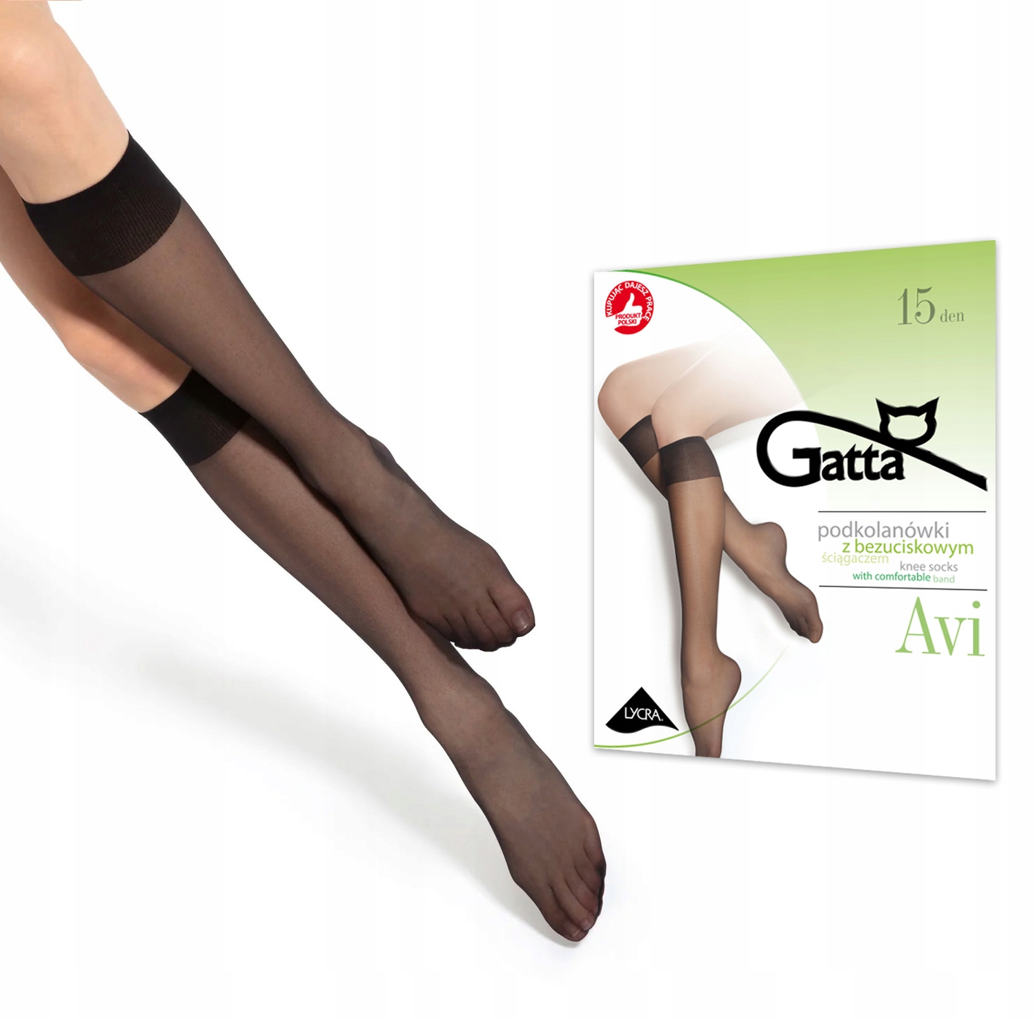 

Podkolanówki 2 pary Gatta Avi 15DEN Lycra nero