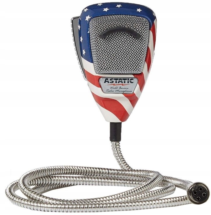 Astatic 636L Flag mikrofon Cb flaga Usa chrom 4-PIN Uniden/President