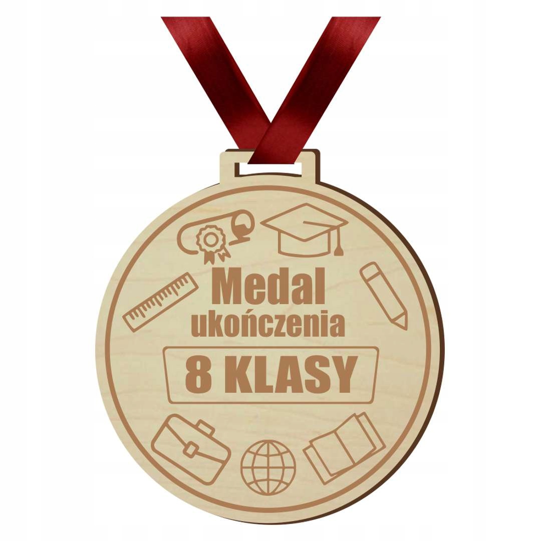 MEDAL ukończenia 8 KLASY taśma BORDO koniec ROKU