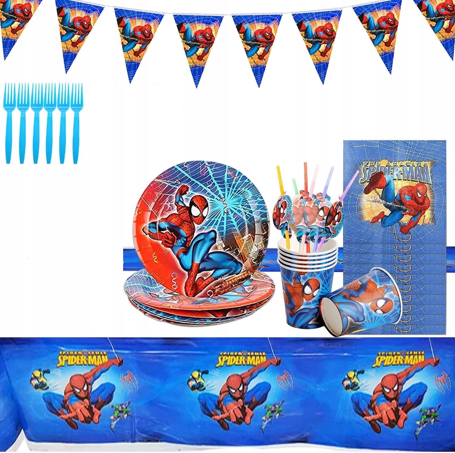 ZESTAW NACZYŃ JEDNORAZOWYCH NA IMPREZĘ SPIDERMAN