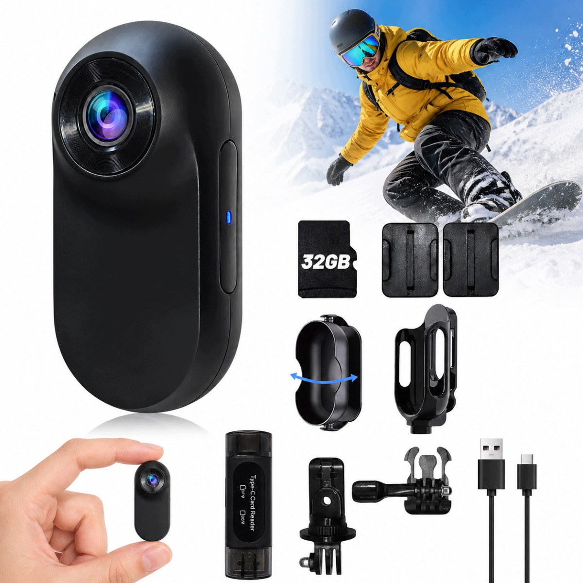 Mini kamera sportowa , Hd 1080P uchwyt