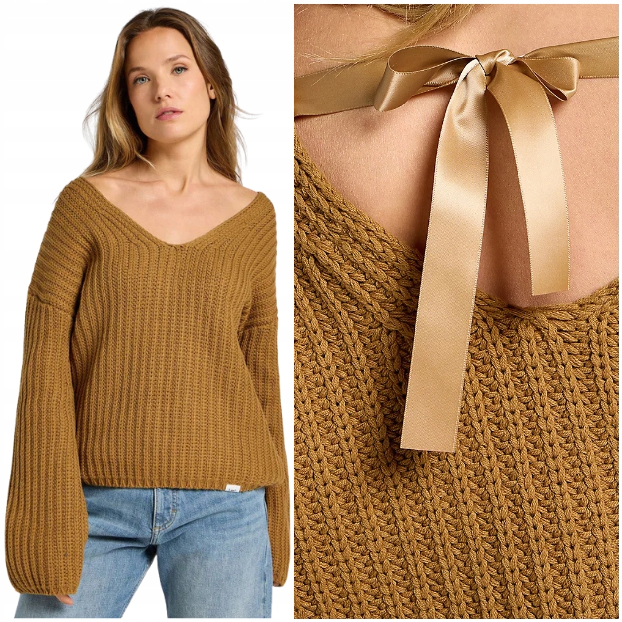 Lee Kimono Sleeve Knit Glazed Ginger volný dámský svetr s dlouhými rukávy S