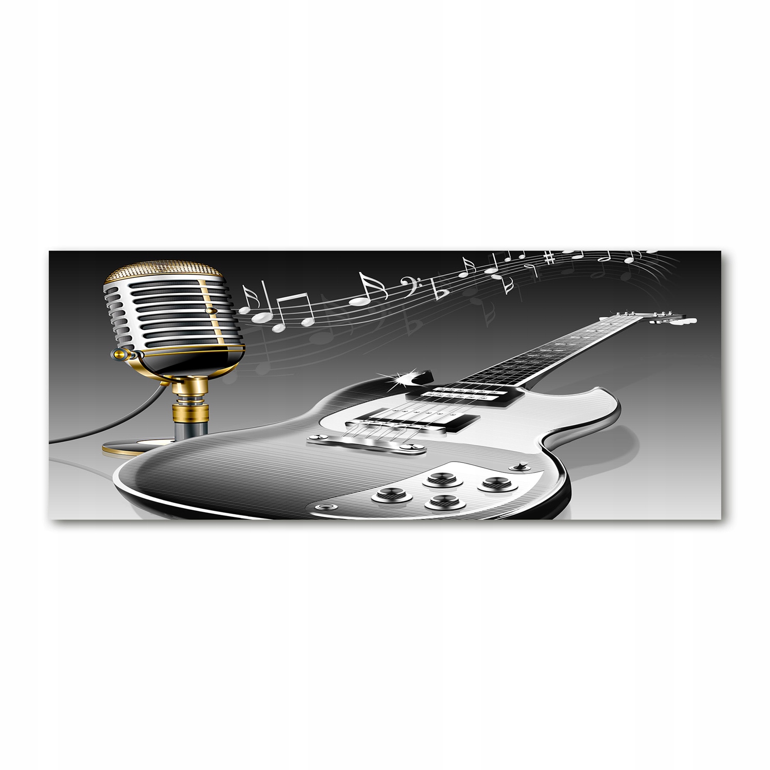 

Foto obraz szkło akryl Gitara i mikrofon 125x50 cm