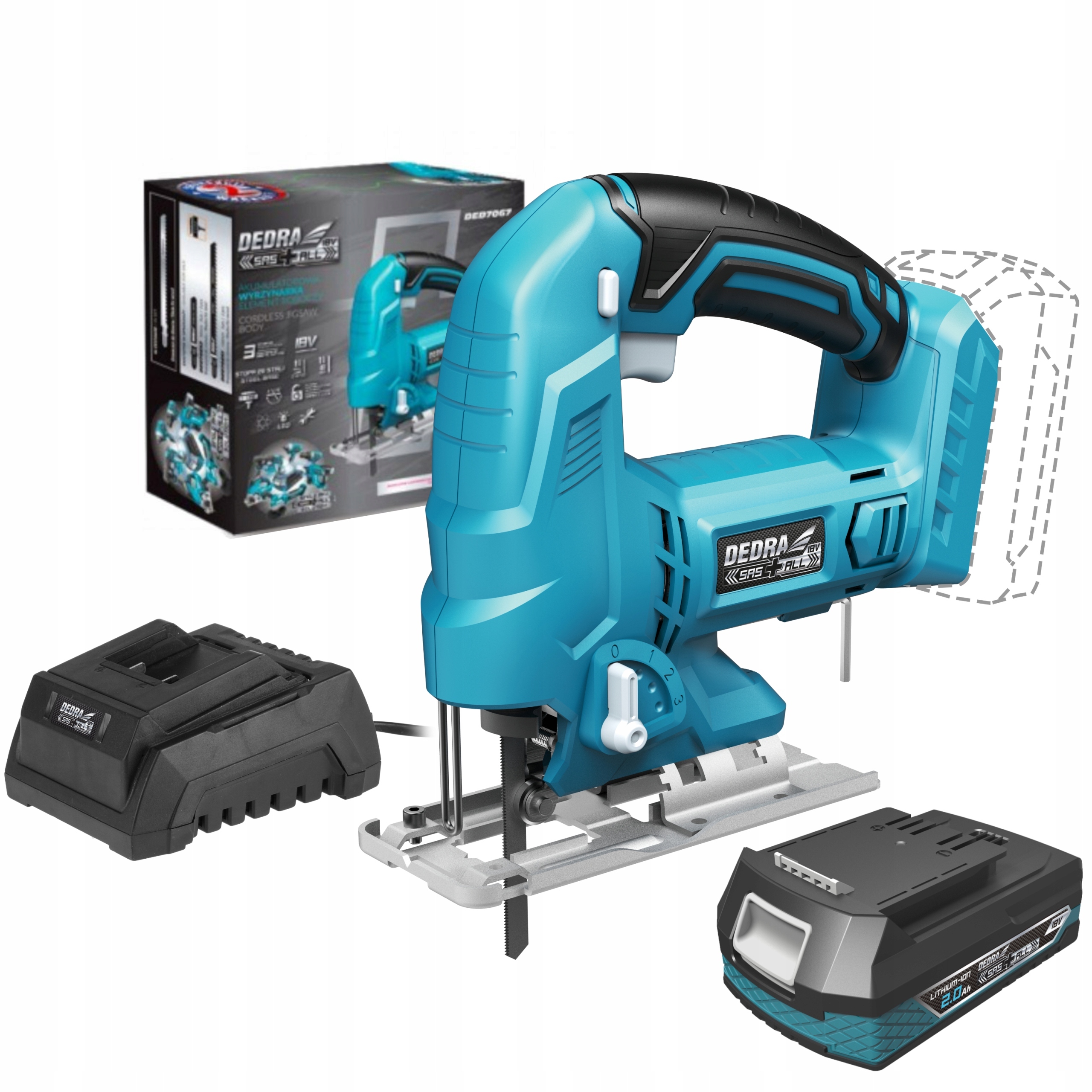 DEDRA аккумуляторный лобзик SAS +пила 18V + 2AH